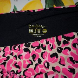 Lilly Pulitzer Hot Pink and Black Leopard Luxletic Athletic Pants